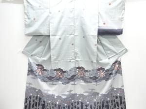 雲に草花模様本場大島紬訪問着